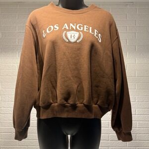 Hollister Los Angeles Brown Graphic Sweatshirt Crewneck‎ Pullover Top - S